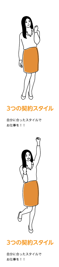 3つの契約スタイル　自分に合ったスタイルでお仕事を！！